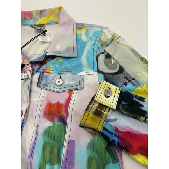 NWT Simply Art by Dolcezza Lightweight Vibrant Watercolor Abstract Jacket SZ M - Picture 4 of 4